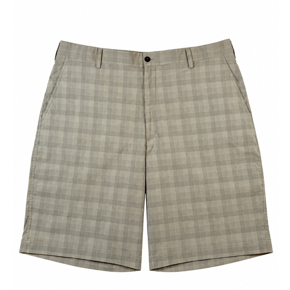 Nike Golf Fit Dry Plaid Shorts Mens 38 Tan Olive Green Performance Flat Front